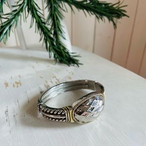 Gold and silver toned clip-on bracelet